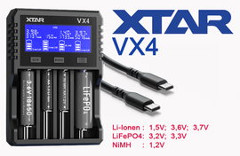 Xtar VX4 Ładowarka akumulatorów 1,5V 3,6/3,7V Li-Ion & 3,2V LiFePo4 & 1,2V Ni-MH